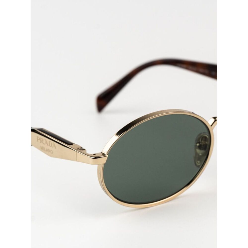 NEW Prada PR65ZS ZVN70L Pale Gold Dark Green Oval Metal Unisex Sunglasses - Picture 5 of 13